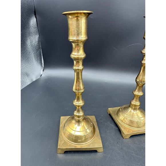 Set of 2 Brass Candlestick Candle Holders EUC Beautiful! - Picture 2 of 10